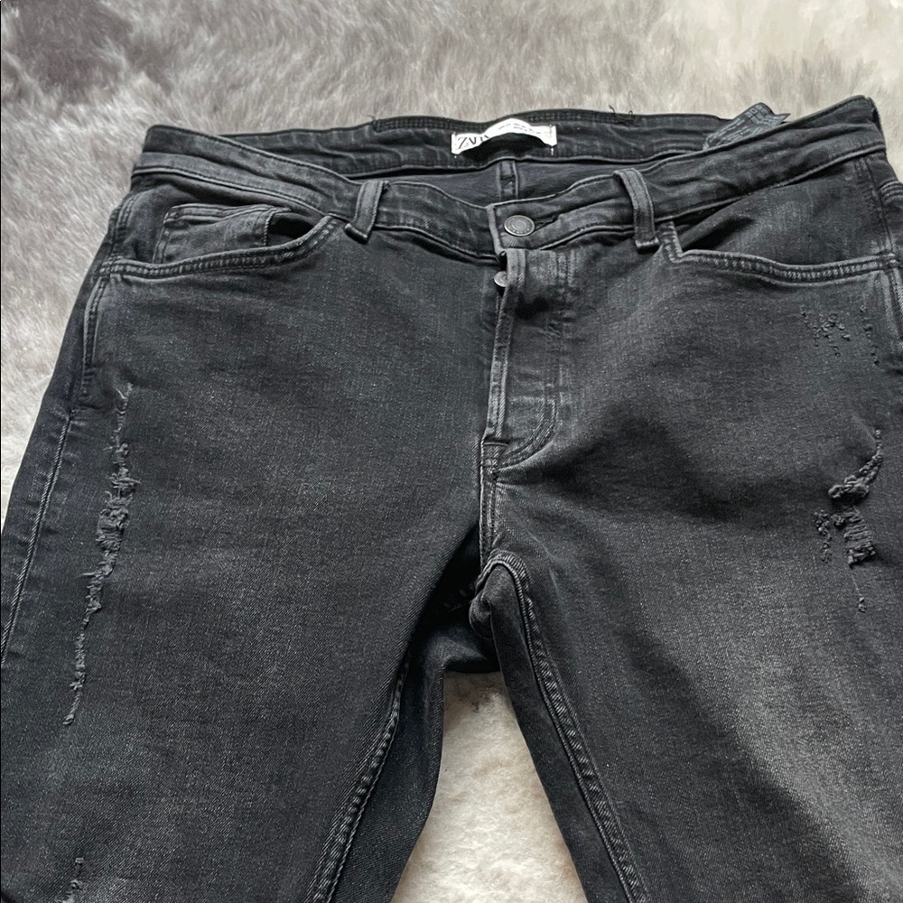 Black Distressed Skinny Jeans - Picture 3 of 7